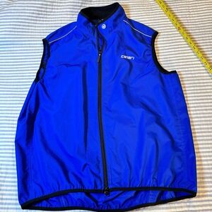 Canari Mens Cycling Vest XL Blue Windbreaker Full Zip Reflective Back Pocket